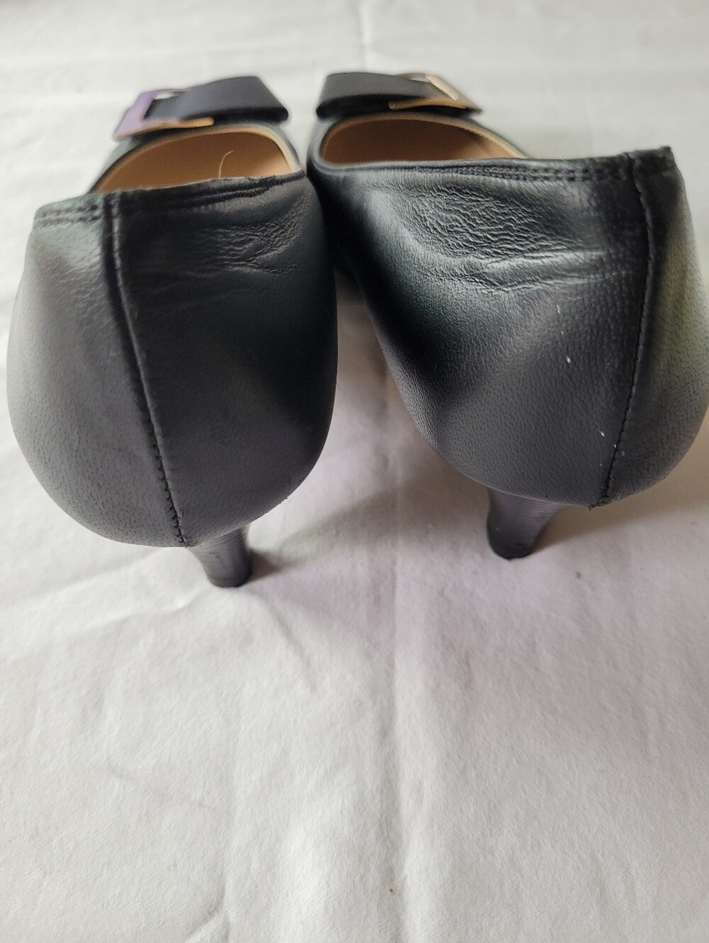 Tandy Womens Black Bow Accent Leather Flats Size 7.5 US - Picture 5 of 8